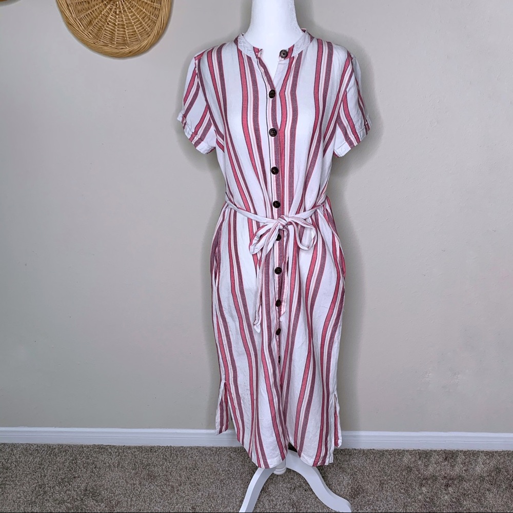Loft Striped Button Down Dress